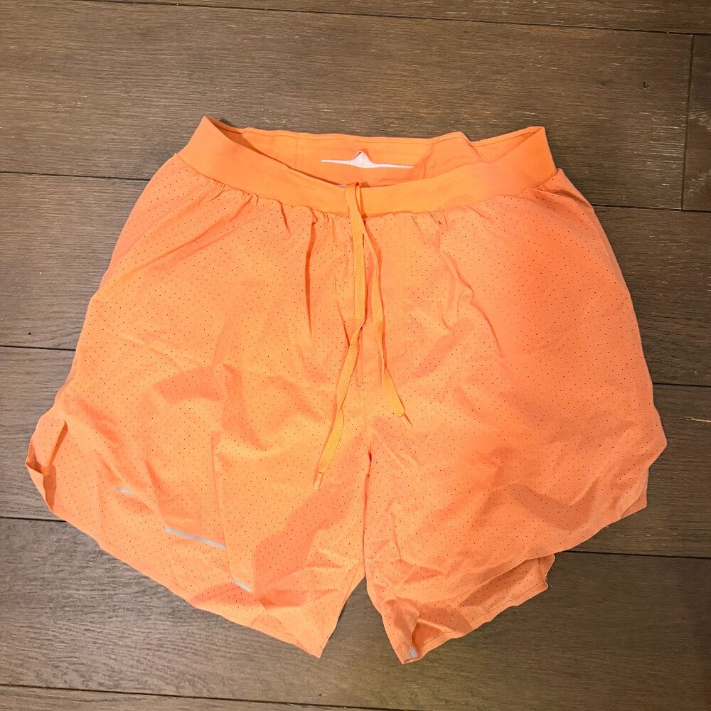 Mens lululemon Fast and Free 6" Lined Short- Orange - Size Small